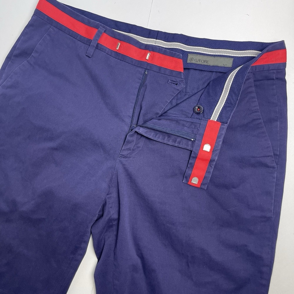 G Fore Men's Golf Shorts 34 Chino Navy Blue Red Classic Preppy Blue Cotton Long